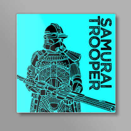 Samurai Trooper : Star Wars Inspired Original Art, Blue, Black, Pop Art, Trendy Graphic Art, Bold, Bright, Intricate Square Art Prints