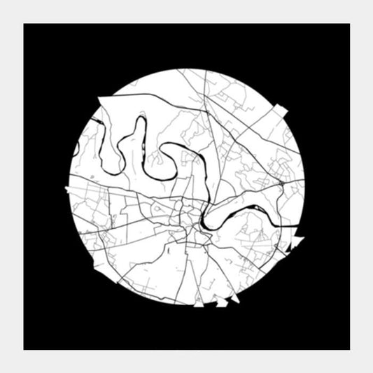 PosterGully Specials, Agra Map, Black and White, India Map, World Map, Minimal Art, Poster, Wall Decor Square Art Prints